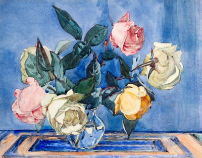 Rosas en un cuenco de cristal de Hugh Munro
