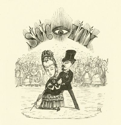 Sociedad, con un gran OJO (grabado) de Hugh Rowley