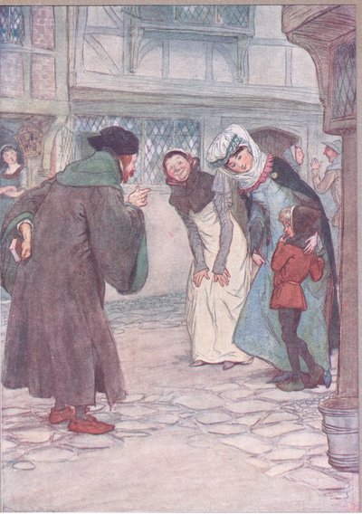 Vamos, bribón, responde a tu amo, no tengas miedo, ilustración de Las Alegres Comadres de Windsor, 1910 de Hugh Thomson