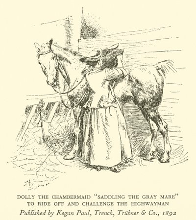 Dolly la camarera "Ensillando la yegua gris", para salir y desafiar al bandido de Hugh Thomson