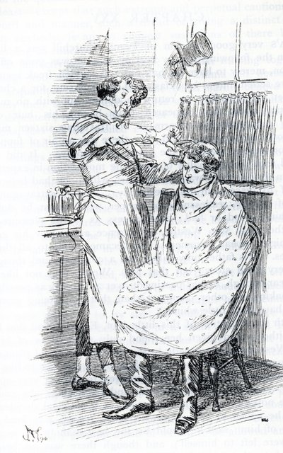 "Franz Churchill cortándose el cabello" de Hugh Thomson