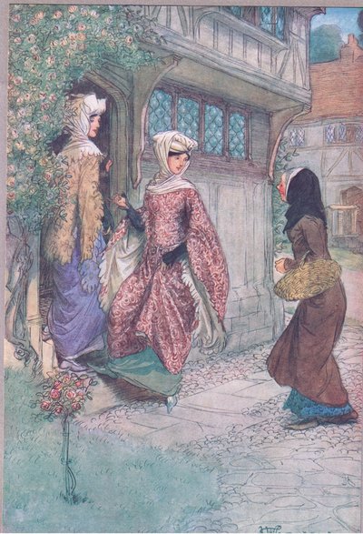 Ven con nosotros y mira, ilustración de Las Alegres Comadres de Windsor, 1910 de Hugh Thomson