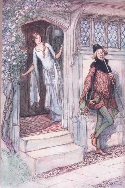 No tengo hambre, gracias, ilustración de Las Alegres Comadres de Windsor, 1910 de Hugh Thomson