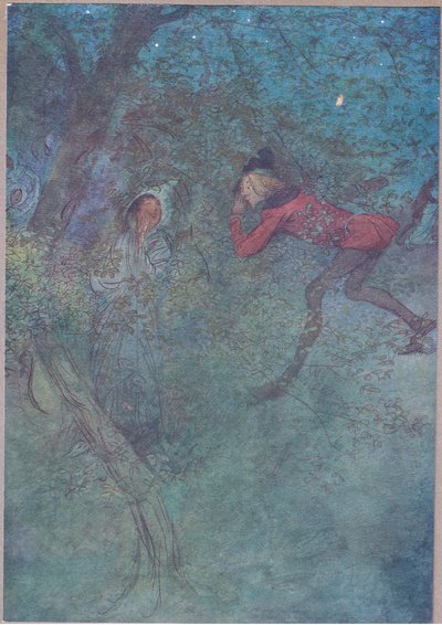 Fui a ella y lloré Mamá y ella lloró Presupuesto, ilustración de Las Alegres Comadres de Windsor, 1910 de Hugh Thomson