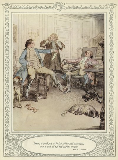 Ilustración para Ella se rebaja para conquistar de Goldsmith de Hugh Thomson
