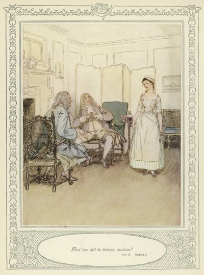 Ilustración para Ella se rebaja para conquistar de Goldsmith de Hugh Thomson