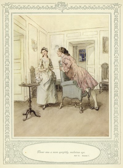 Ilustración para She Stoops to Conquer de Goldsmith de Hugh Thomson