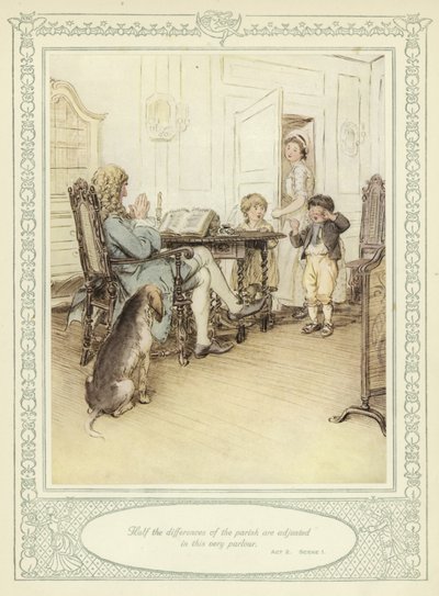 Ilustración para She Stoops to Conquer de Goldsmith de Hugh Thomson