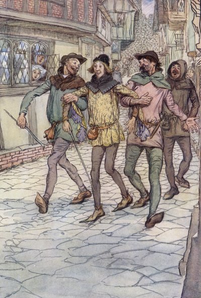 Ilustración para Las Alegres Comadres de Windsor de Hugh Thomson