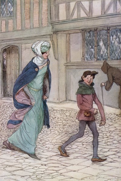 Ilustración para Las Alegres Comadres de Windsor de Hugh Thomson