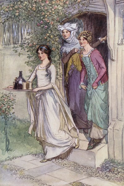 Ilustración para Las alegres comadres de Windsor de Hugh Thomson