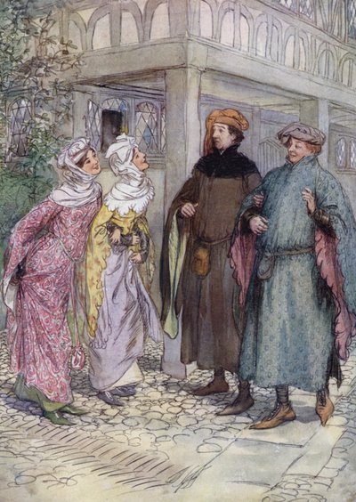 Ilustración para Las alegres comadres de Windsor de Hugh Thomson