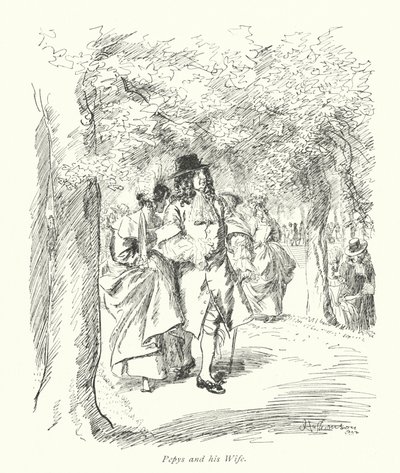 Londres: Pepys y su esposa (litografía en color) de Hugh Thomson