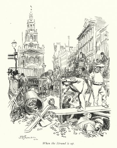 Londres: When the Strand is up (litografía en color) de Hugh Thomson