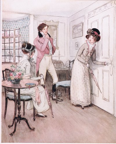 La señorita Henrietta y la señorita Fanny, alentadas por esta simpatía, se acercan a la puerta de la interesante cámara de Hugh Thomson