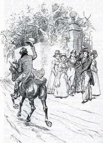 Mr Perry pasando a caballo (ilustración) de Hugh Thomson