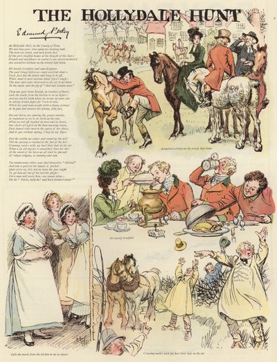 Serie de ilustraciones que representan la Caza de Hollydale de Hugh Thomson