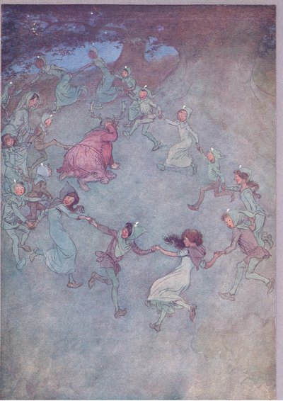 Entonces que todos lo rodeen, ilustración de Las Alegres Comadres de Windsor, 1910 de Hugh Thomson
