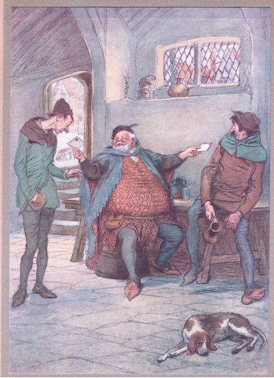 Esta carta a la Sra. Page y tú esta a la Sra. Ford, ilustración de Las Alegres Comadres de Windsor, 1910 de Hugh Thomson