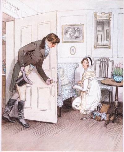 Valentine: "Verla de rodillas, decorando las pequeñas patas del sofá con volantes como si fuera un niño" de Hugh Thomson