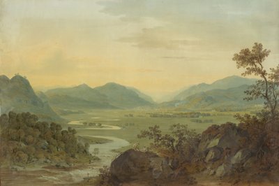 Río Carne desde el castillo de Loudoun, Ayrshire, 1804 de Hugh William Williams