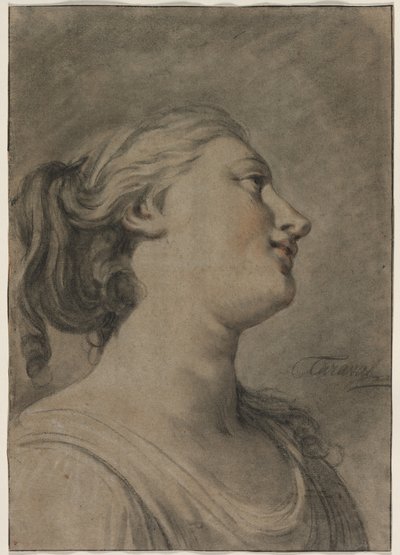 Cabeza de una figura femenina de perfil, vuelta a la derecha, c. 1763-1770 de Hughes Taraval