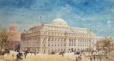 Una representación de una propuesta preliminar para la Casa de Aduanas de los Estados Unidos, Nueva York de Hughson Frederick Hawley