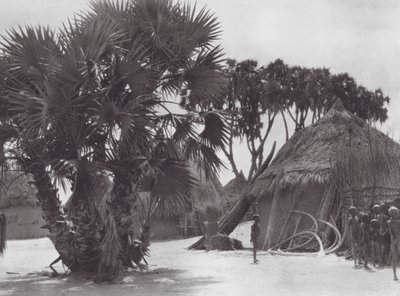 África: Aldea Shilluk en el Nilo Blanco (foto b/n) de Hugo Adolf Bernatzik