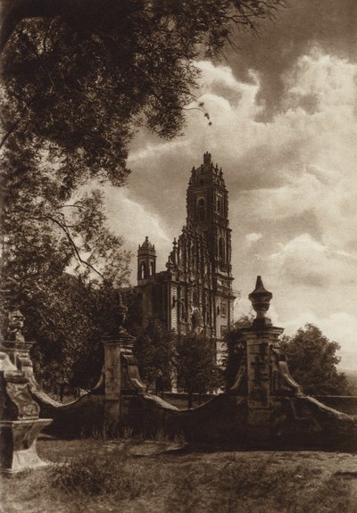Mexico: Iglesia de Tepozotlan (b/w photo) de Hugo Brehme