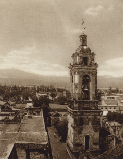 Mexico: Iglesia de Xochimilco (b/w photo) de Hugo Brehme