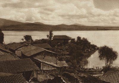 Mexico: Laguna de Patzcuaro, Isla Xanicho (b/w photo) de Hugo Brehme