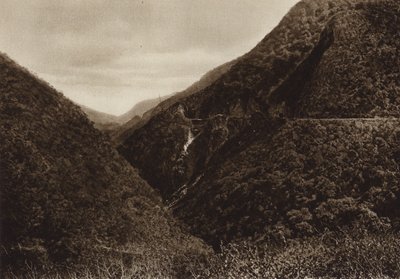Mexico: Las Canoas, Trozo de via ferrea y barranca de Tamasopo (b/w photo) de Hugo Brehme