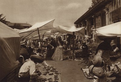 Mexico: Mercado en Amecameca (b/w photo) de Hugo Brehme