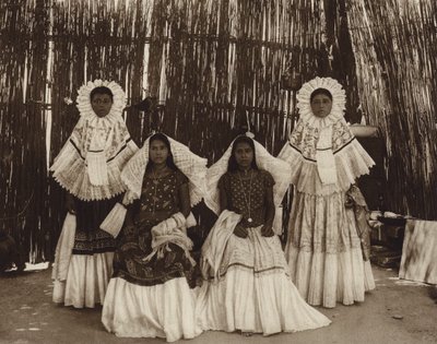 Mexico: Tehuantepec, Muchacha en traje nacional (b/w photo) de Hugo Brehme