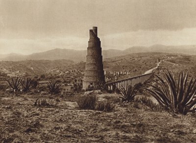 Mexico: Tuberia de agua espanola, antigua, de Los Remedios (b/w photo) de Hugo Brehme