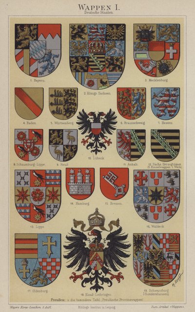 Escudos de armas de los estados alemanes de Hugo Gerard (after) Strohl