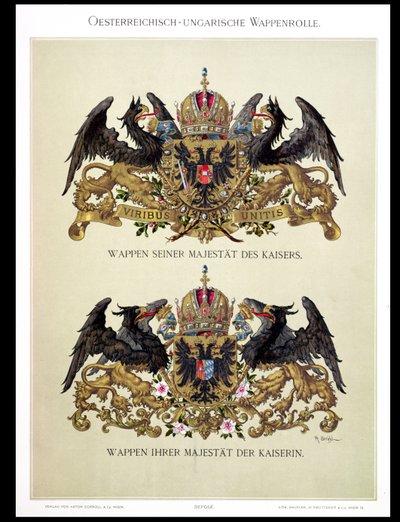 Plato con los escudos de armas del Emperador Francisco José I (1830-1916) y la Emperatriz Isabel de Baviera (1837-98) de 