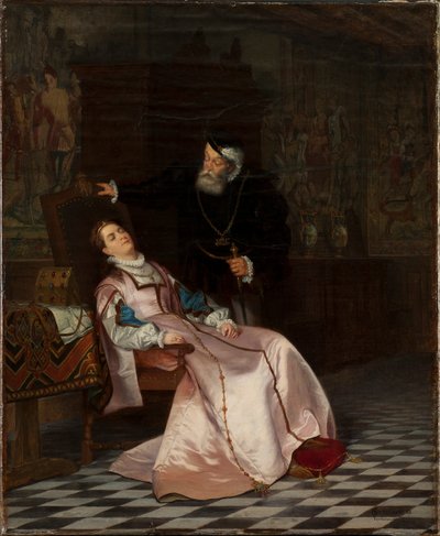 Gustav Vasa encuentra a su consorte Catherine Stenbock durmiendo y la escucha decir Rey Gösta te amo..., 1 de Hugo Salmson