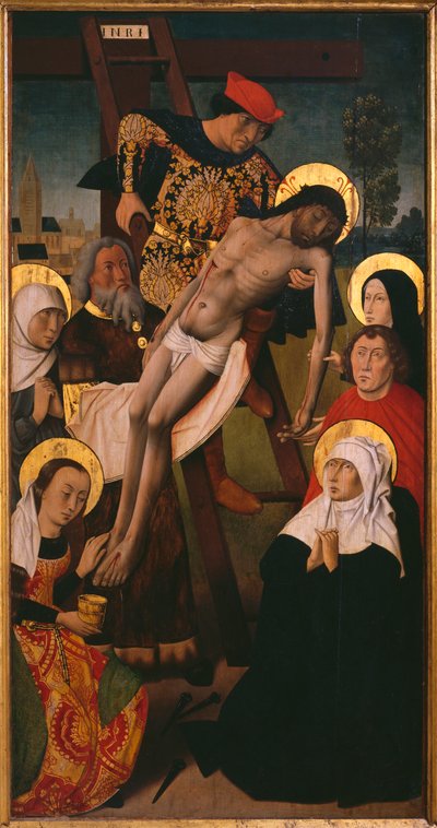 Tríptico de la Pasión, el Descendimiento de la Cruz, panel derecho (óleo sobre tabla) (véase también 345855, 345856, 345857) de Hugo van der (studio of) Goes