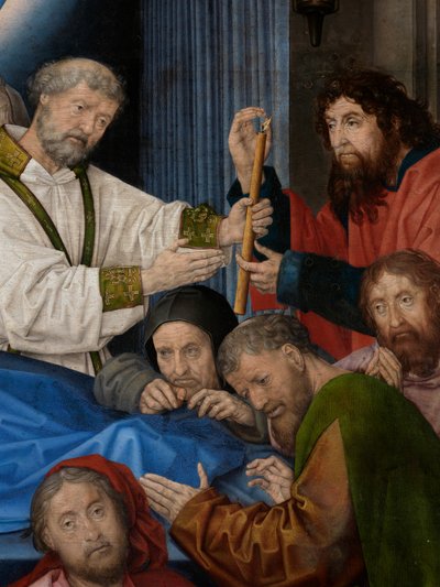 Detalle de la Muerte de la Virgen (óleo sobre tabla) de Hugo van der Goes