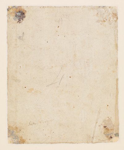 Inscripción en el reverso: centro superior, tinta marrón, mano italiana del siglo XVIII: "Sandro scrive che sicuro fia"; debajo, tinta marrón, mano del siglo XIX: "Petro Perugino" de Hugo van der Goes