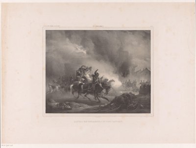 Atacando a los soldados a caballo Ataque de coraceros a una batería (título sobre objeto) Álbum de pintores holandeses (título de la serie sobre el objeto) de Huib van Hove Bz