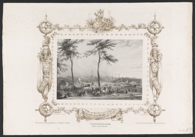 Parque de atracciones y otras diversiones, 1836 Entretenimiento popular en Sterrenbosch / 17 de junio de 1836 (título sobre objeto) Placas de la celebración del segundo centenario de la Utrechtsche Hogeschool, 1836 (título de la serie) de Huib van Hove Bz