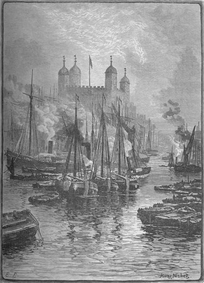 Vista de la Torre desde el Puente de Londres, 1890 de Hume Nisbet