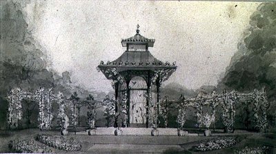 Diseño para un Aviario y Pérgola en Estilo Chino de Humphry Repton