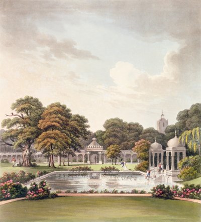 Vista desde la cúpula, Pabellón de Brighton, grabado por Joseph Constantine Stadler, publicado en 1808 de Humphry Repton