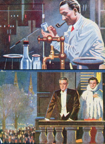 Albert von Szent-Gyorgyi (1893-96) en su laboratorio y celebrando su premio Nobel en 1937 de Hungarian School