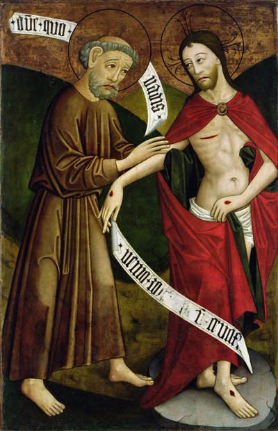 Cristo y San Tomás, panel del antiguo retablo mayor de la Iglesia de San Pedro y San Pablo en Csíksomlyó de Hungarian School