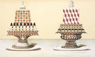 Diseño para la presentación de postres, ilustración de un libro de cocina húngaro sobre cocina francesa, c.1880 de Hungarian School