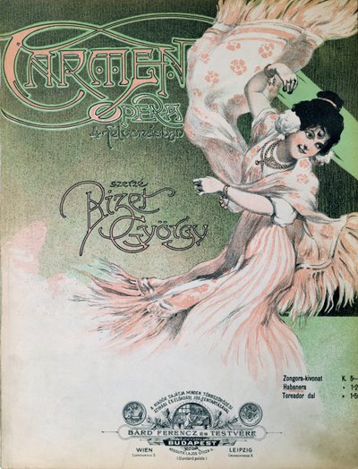 Portada de la partitura "Carmen", c. 1900 (ilustración) de Hungarian School